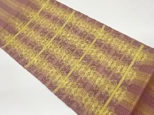 変わり織縞に横段・抽象菱模様織出し袋帯